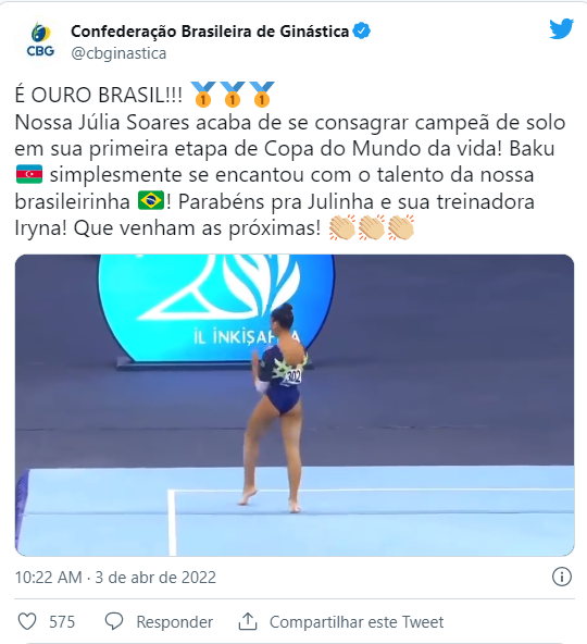 Ginástica artística: com Júlia Soares, Brasil ganha medalha de