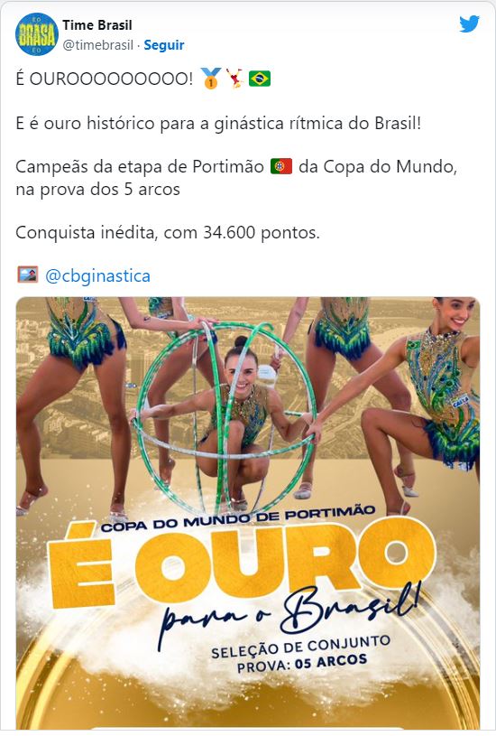Brasil conquista ouro inédito na Copa do Mundo de ginástica rítmica, ginástica rítmica